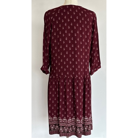 Garnet Hill Maroon Midi Dress with Cream Accents - Picture 5 of 15